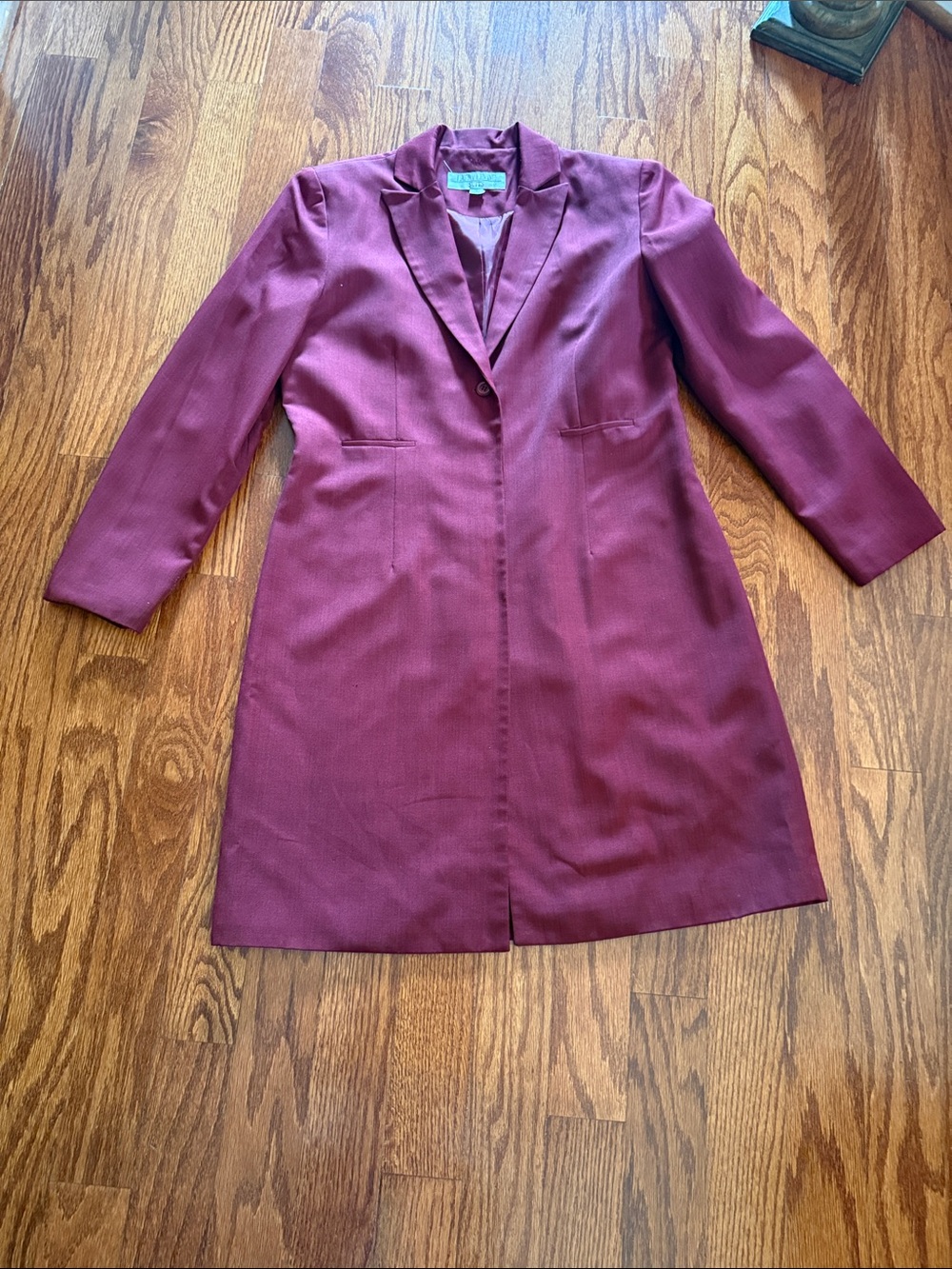 Tailored Women's Long Blazer in Deep Burgundy
